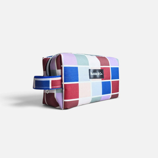 GRID print detail on Bubble & Co. L toiletry bag