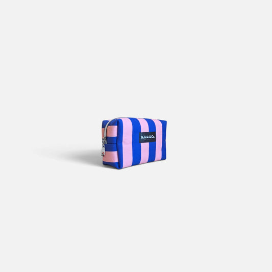 Detail of the blue Le Soleil makeup bag by Bubble & Co., handcrafted in Lisbon, Portugal.