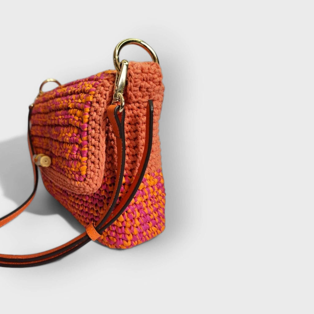 Bolsa de Ráfia coleção Sunset nas cores fúcsia e laranja