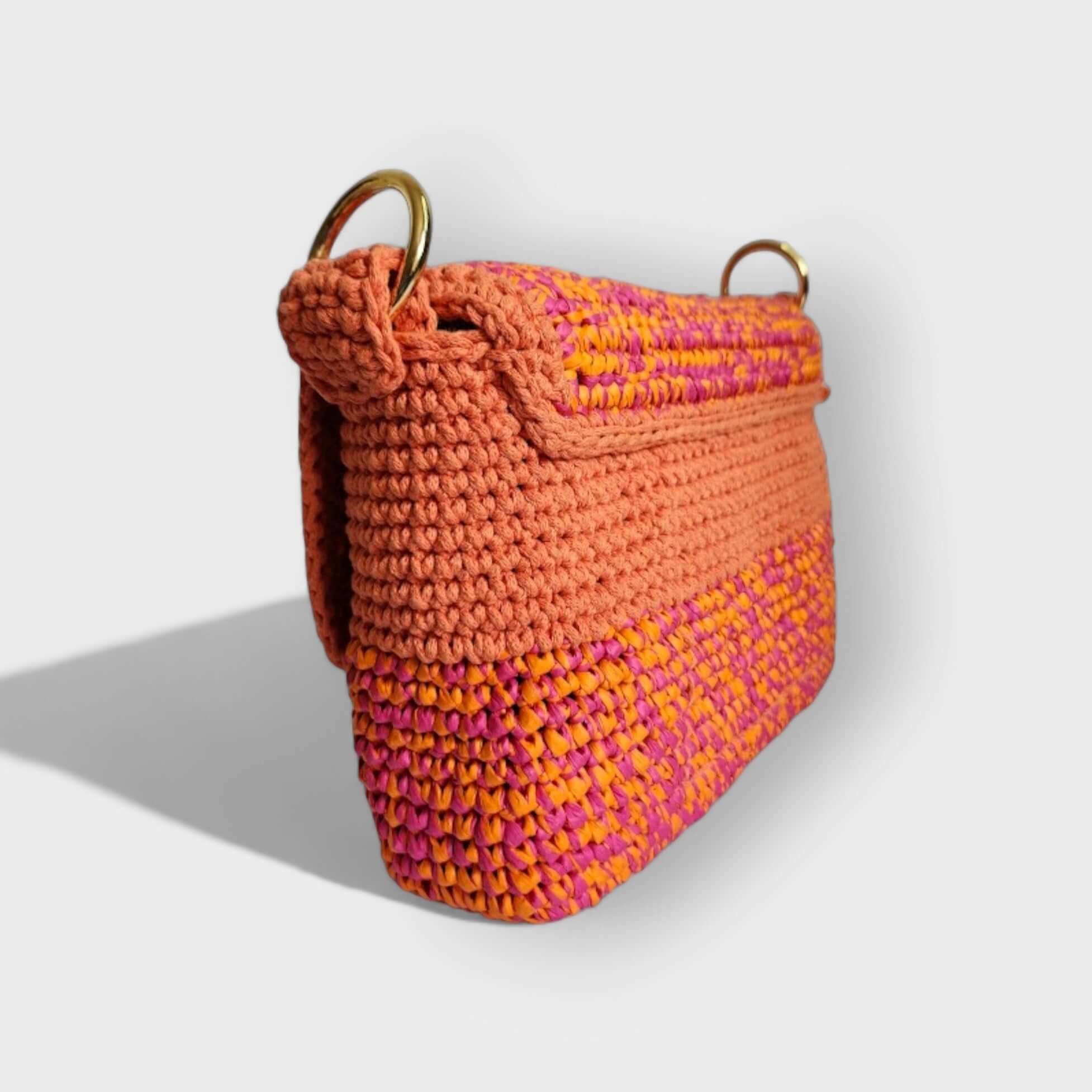 Bolsa de Ráfia coleção Sunset nas cores fúcsia e laranja