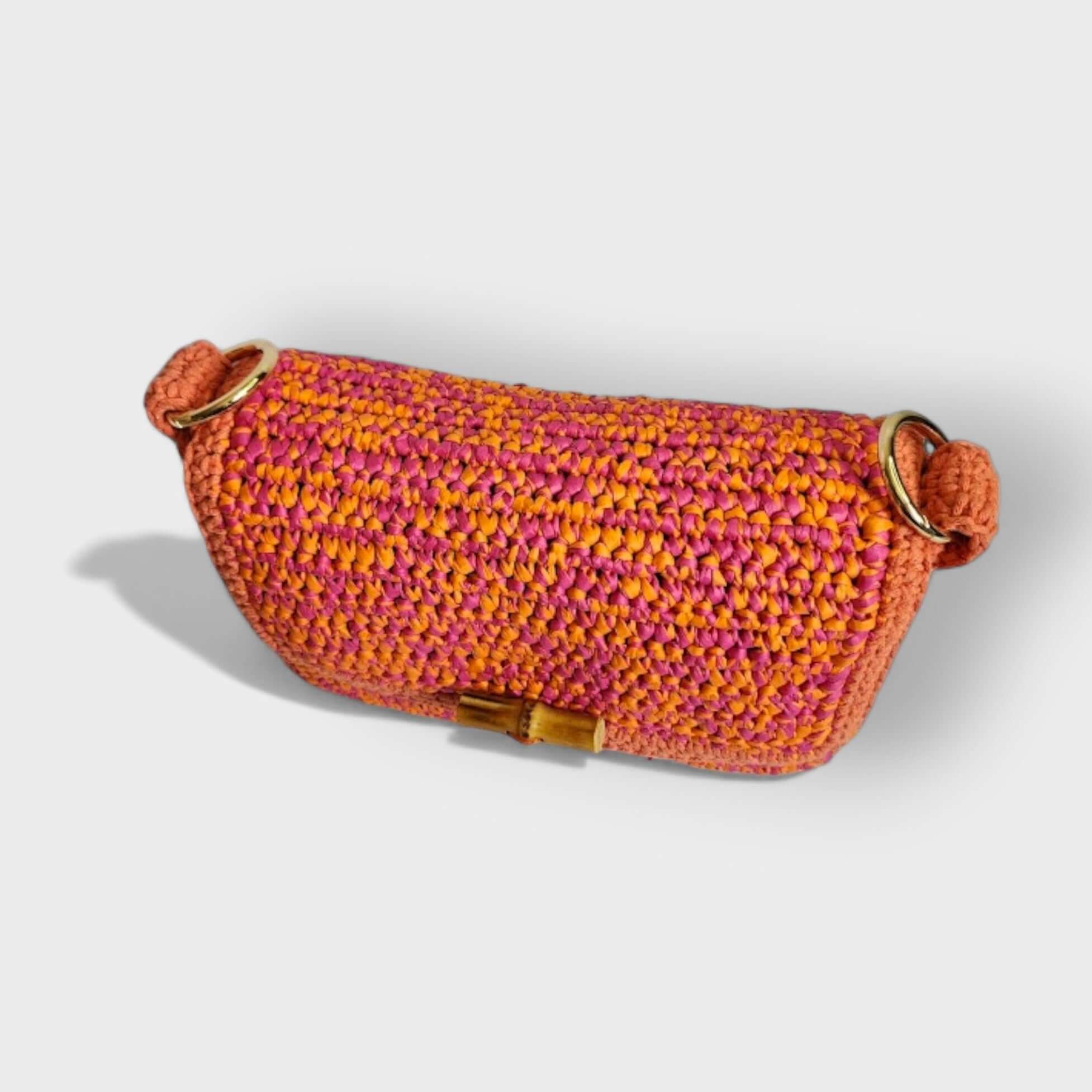 Bolsa de Ráfia coleção Sunset nas cores fúcsia e laranja