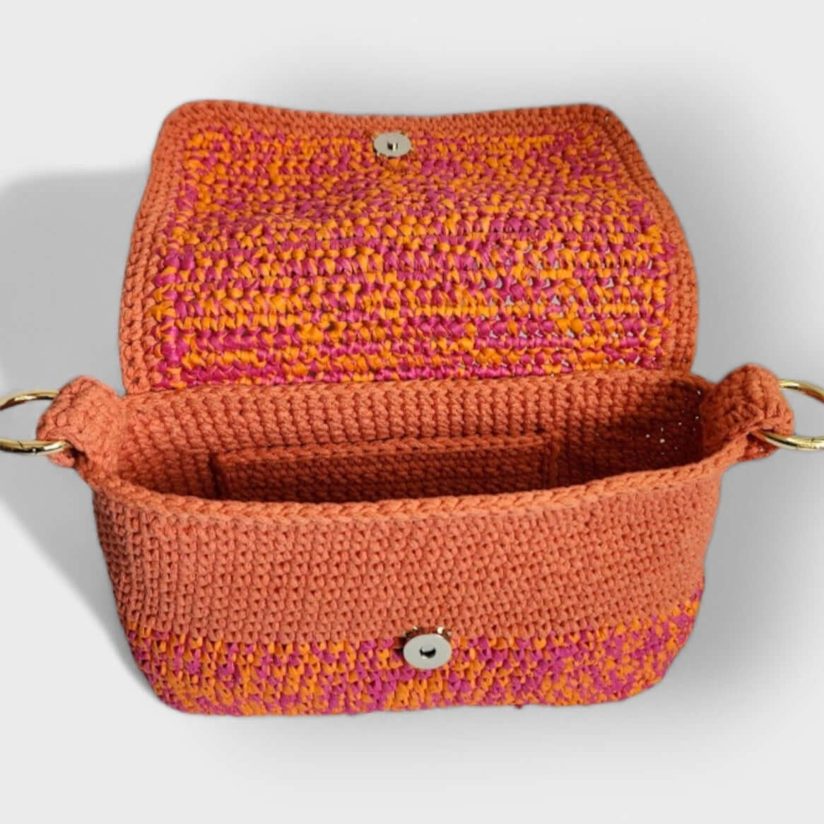 Bolsa de Ráfia coleção Sunset nas cores fúcsia e laranja