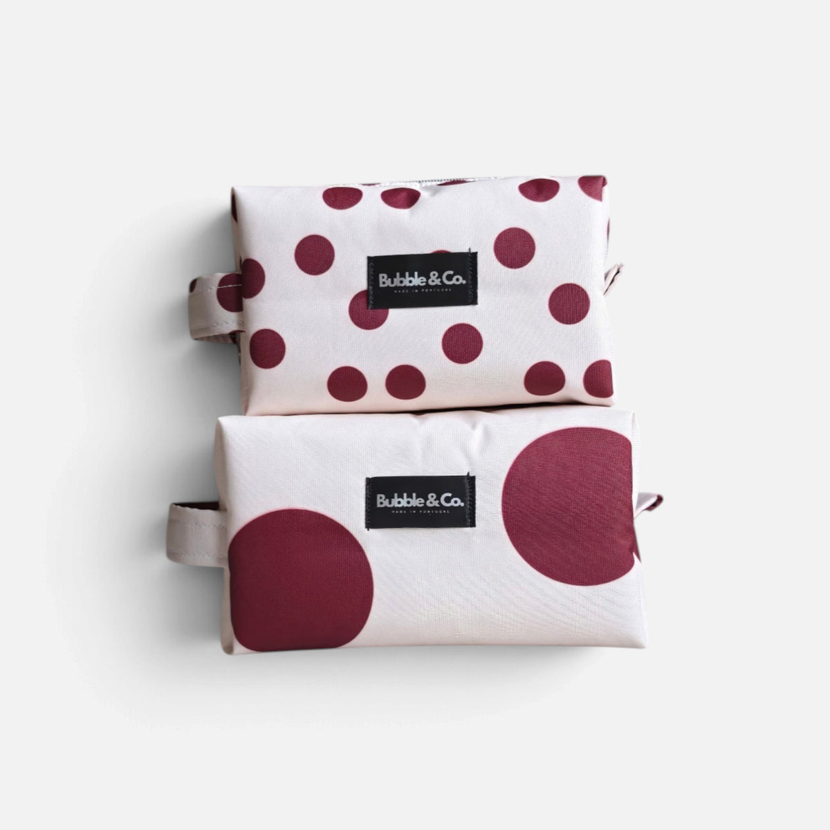 Polka Dot print detail on Bubble & Co. L toiletry bag